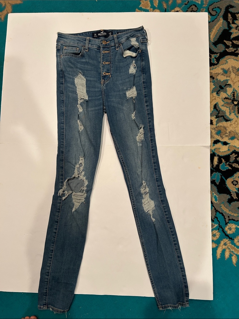 Hollister Distressed High-Rise Skinny Jeans - Medium Blue size 26